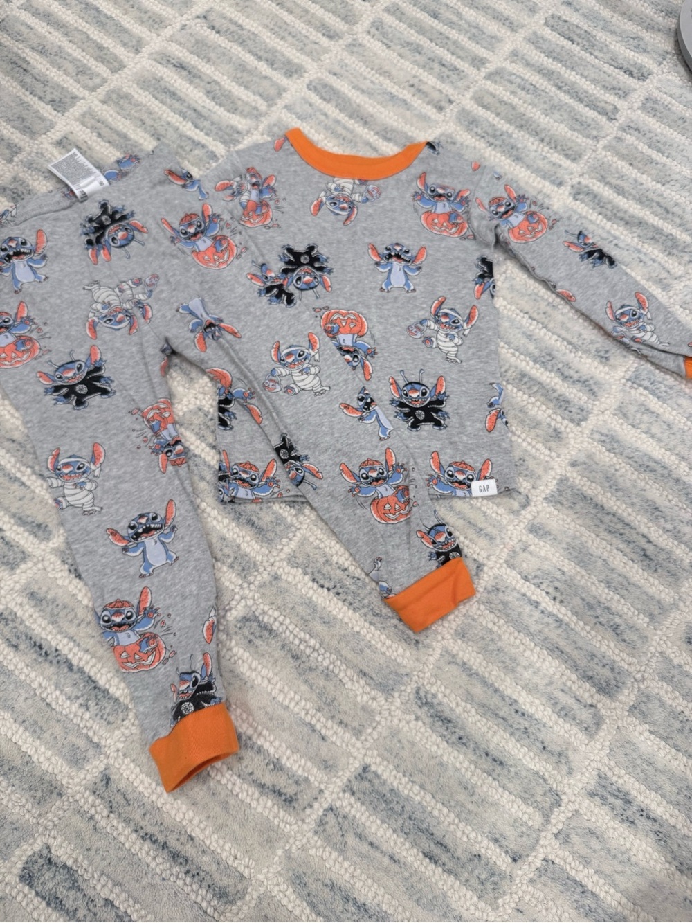 GAP Kids Gray & Orange Halloween Stitch Pajama Set
